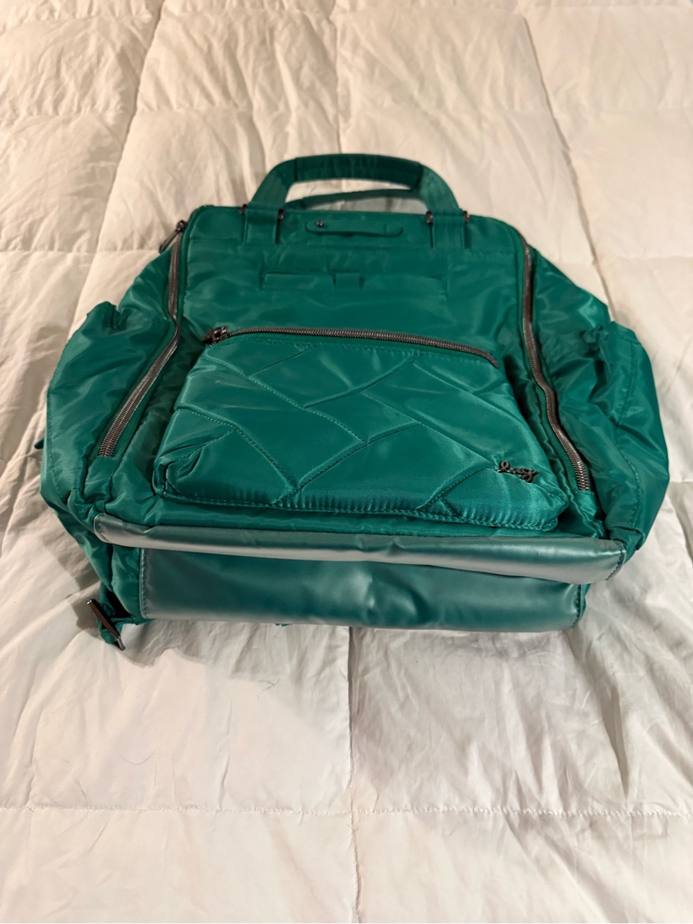 lug Voyager Backpack with Teal Trim and Floral Lining